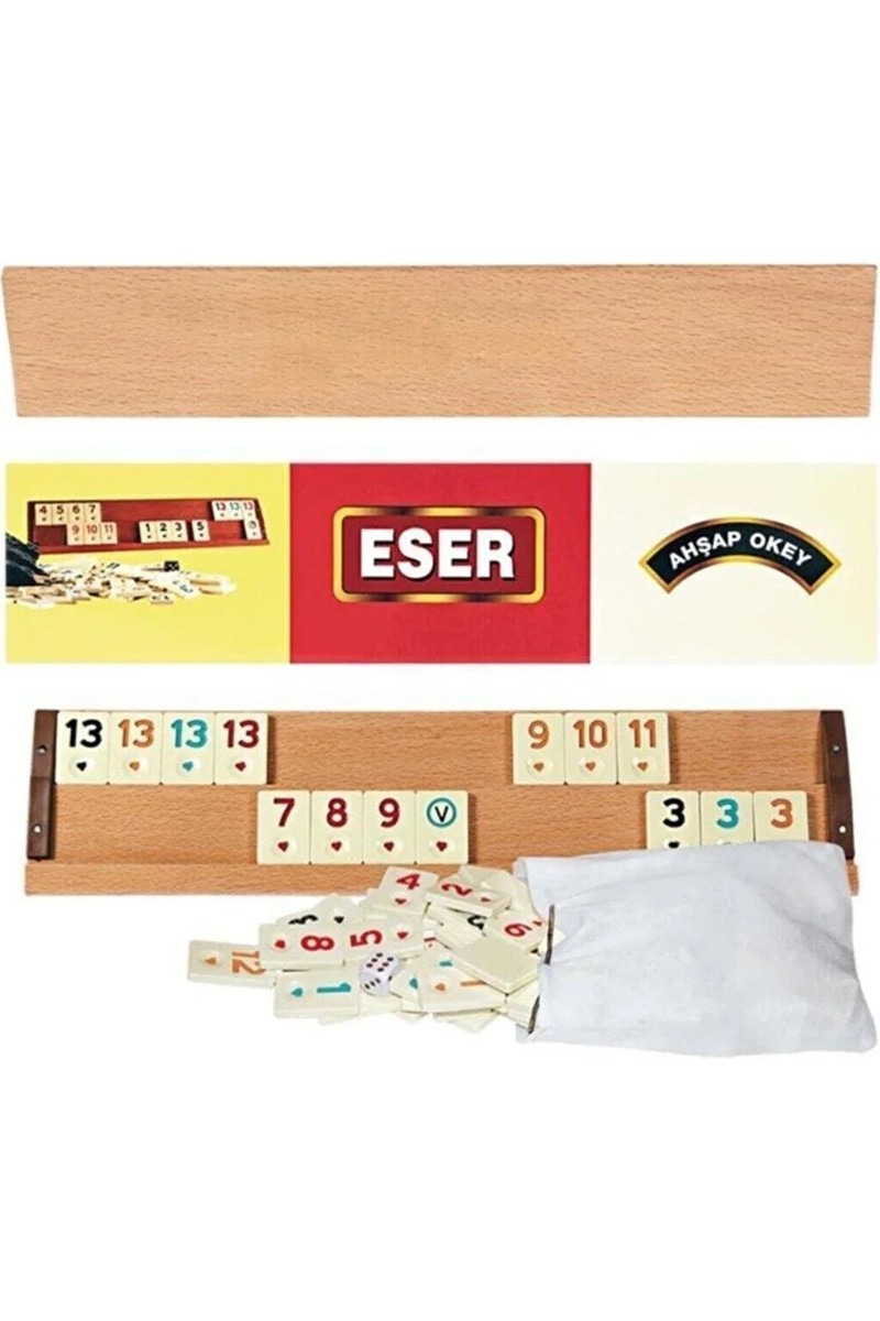 Eser Eser Büyük Boy Ahşap Ağaç Okey Takımı 4 Parça Eğlenceli Oyun Seti fiyatı ve görseli