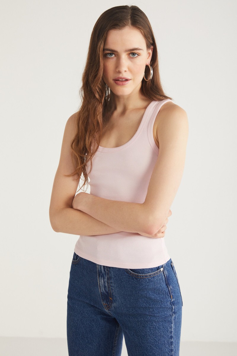 Ethiquet Ethiquet Lıllesol Kadın Fitilli Görünümlü Kalın Askılı Basic Pembe Atlet — 2. ürün görseli