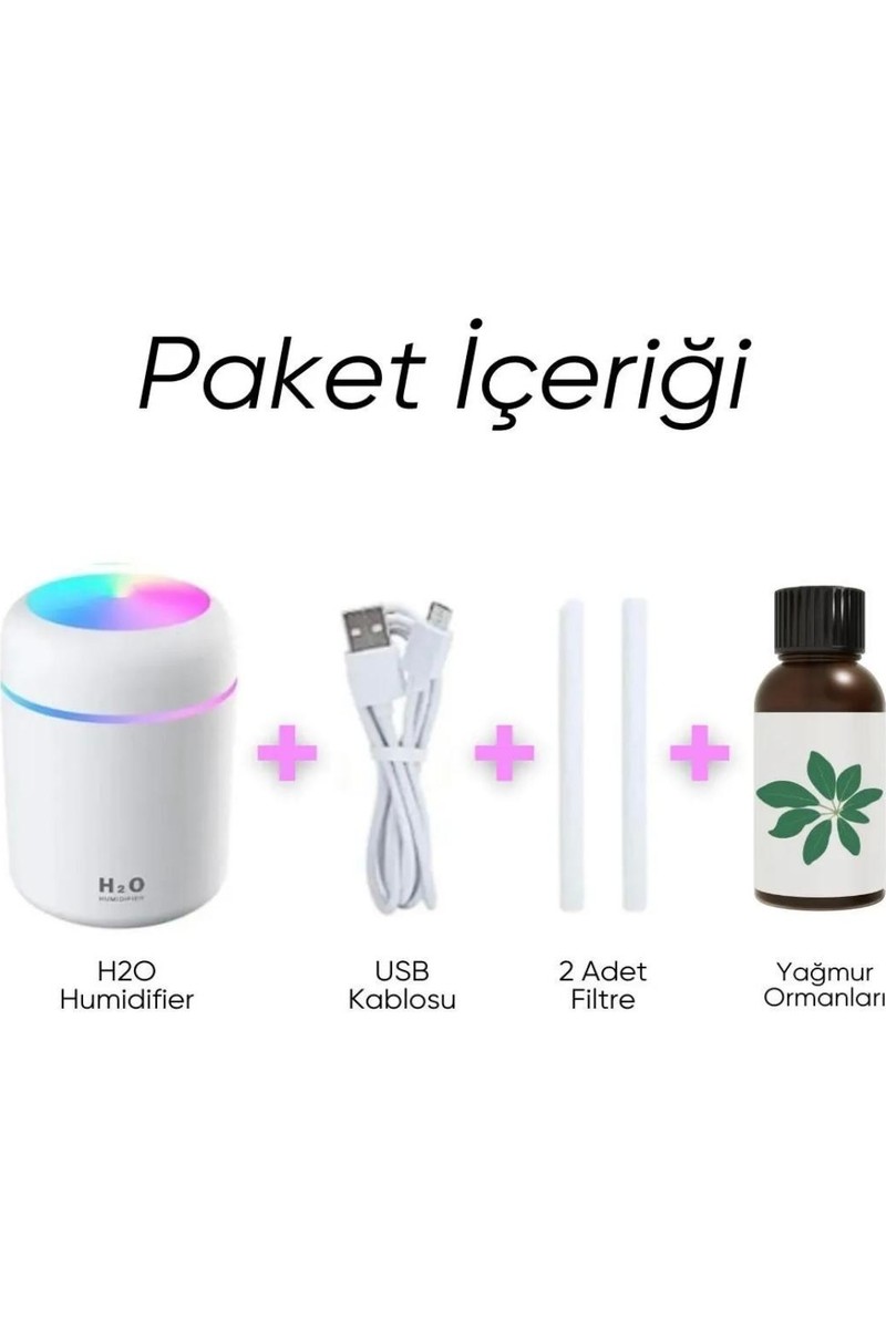 Evatoys Ultrasonik Hava Nemlendirici + 2 Flitreli Hediyeli + 1 Koku Hediyeli Gece Lambası,koku Dağıtıcı Yagmur Ormanlarıkokulu