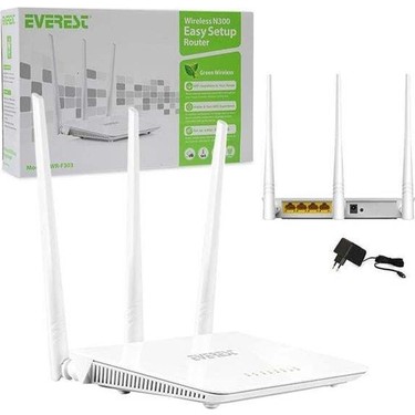 Everest Everest EWR-F303 300Mbps 2.4GHz 3x 5dBi Anten 1x WAN 3x LAN Repeater+AP+WISP Destekli Wireless fiyatı ve görseli