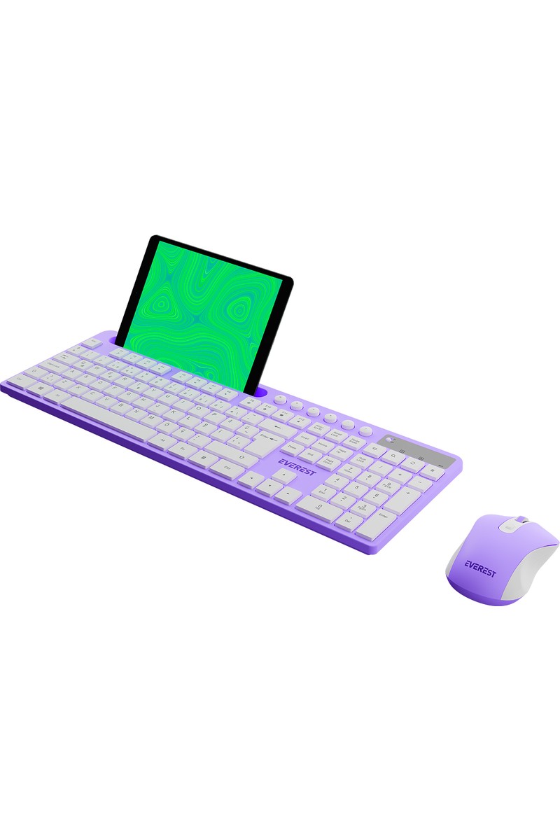 Everest Everest KM-730 Mor/beyaz Kablosuz Q Multimedia Klavye + Mouse Set — 2. ürün görseli