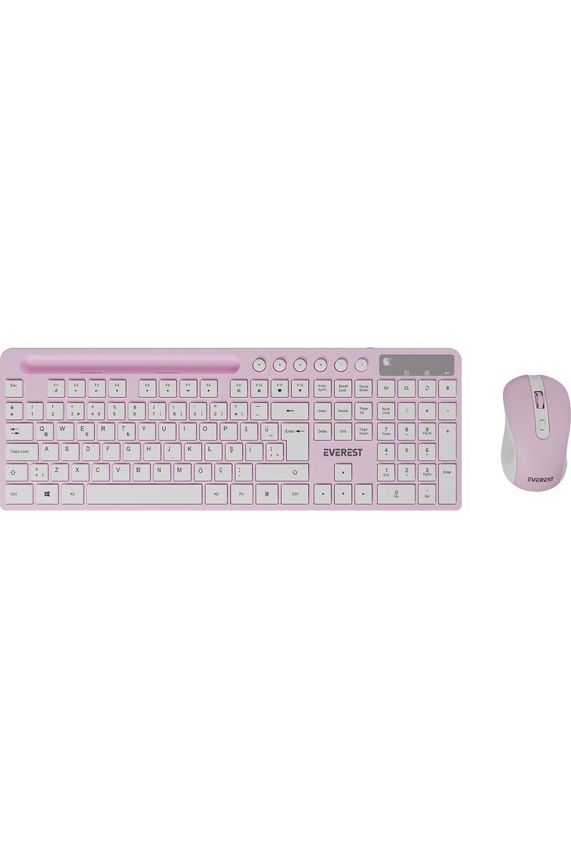 Everest KM-730 Pembe/beyaz Kablosuz Q Multimedia Klavye + Mouse Set