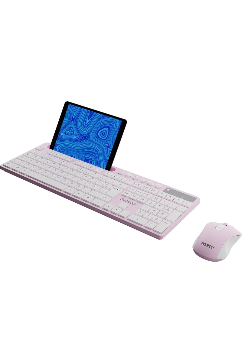 Everest Everest KM-730 Pembe/beyaz Kablosuz Q Multimedia Klavye + Mouse Set — 2. ürün görseli