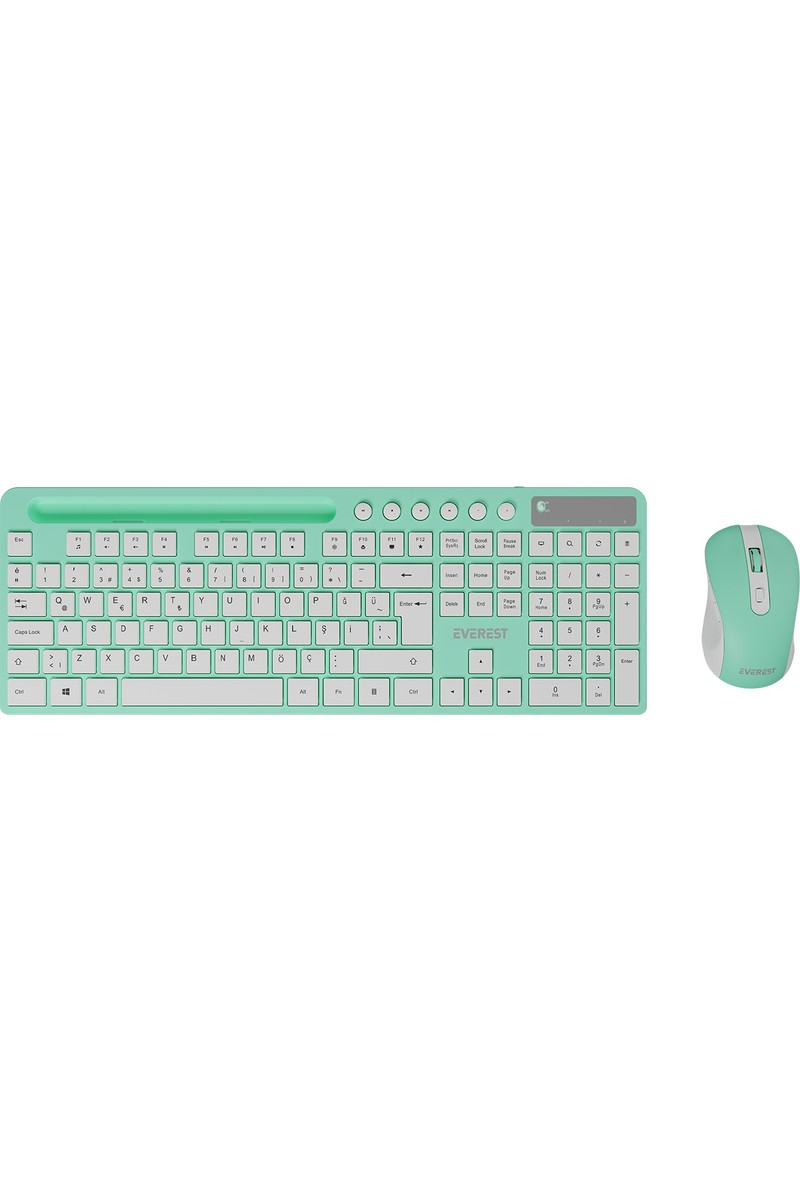 Everest KM-730 Yeşil/beyaz Kablosuz Q Multimedia Klavye + Mouse Set