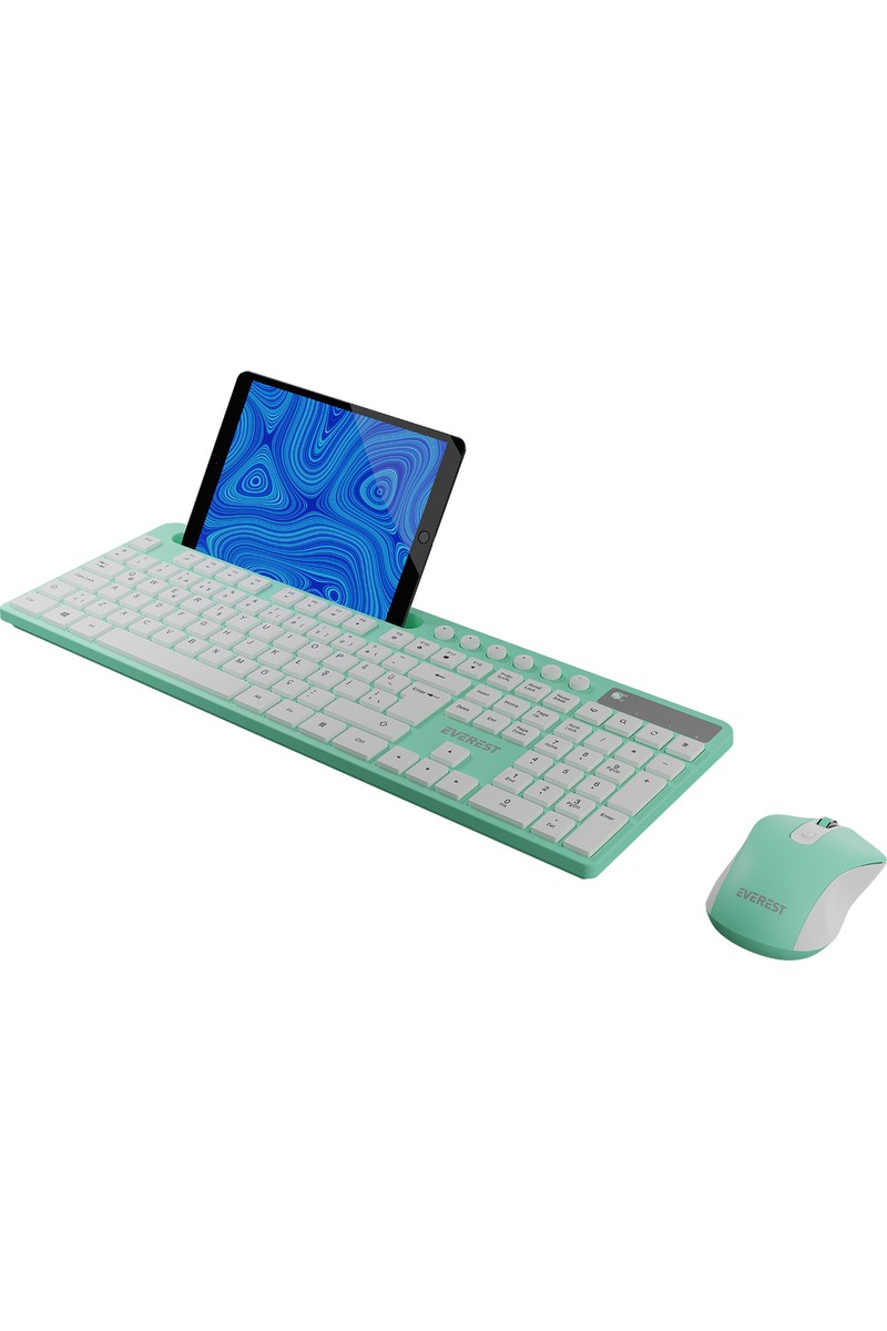 Everest Everest KM-730 Yeşil/beyaz Kablosuz Q Multimedia Klavye + Mouse Set — 3. ürün görseli