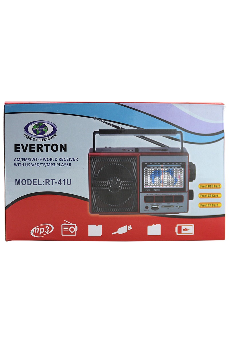 Everton Everton RT-41U USB-SD-FM-SW3 Radyo Şarj Edilebilir Dünya Radyosu Kırmızı Ekranlı — 2. ürün görseli