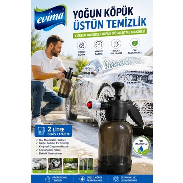 Evima Evima Yüksek Basınçlı Oto Yıkama ve Temizleme Pompası Köpük Püskürtme Makinesi 2 Litre El Tipi — 2. ürün görseli