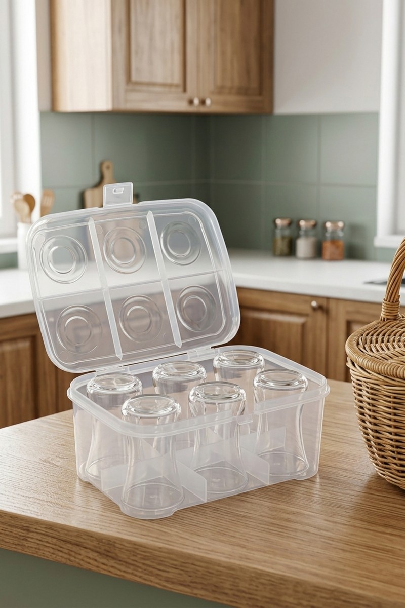 Evmarketi Plastik 6 Bardaklık Çay Bardağı Taşıma Kutusu Çok Renkli Sağlam Malzeme ile Ergonomik Tasarım