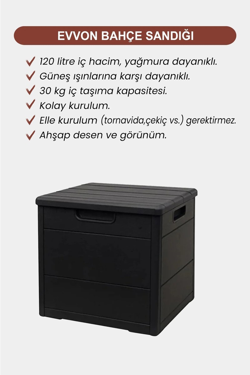 Evvon Evvon Plastik Depolama Bahçe Sandığı Çok Amaçlı Bahçe Mobilyası — 3. ürün görseli