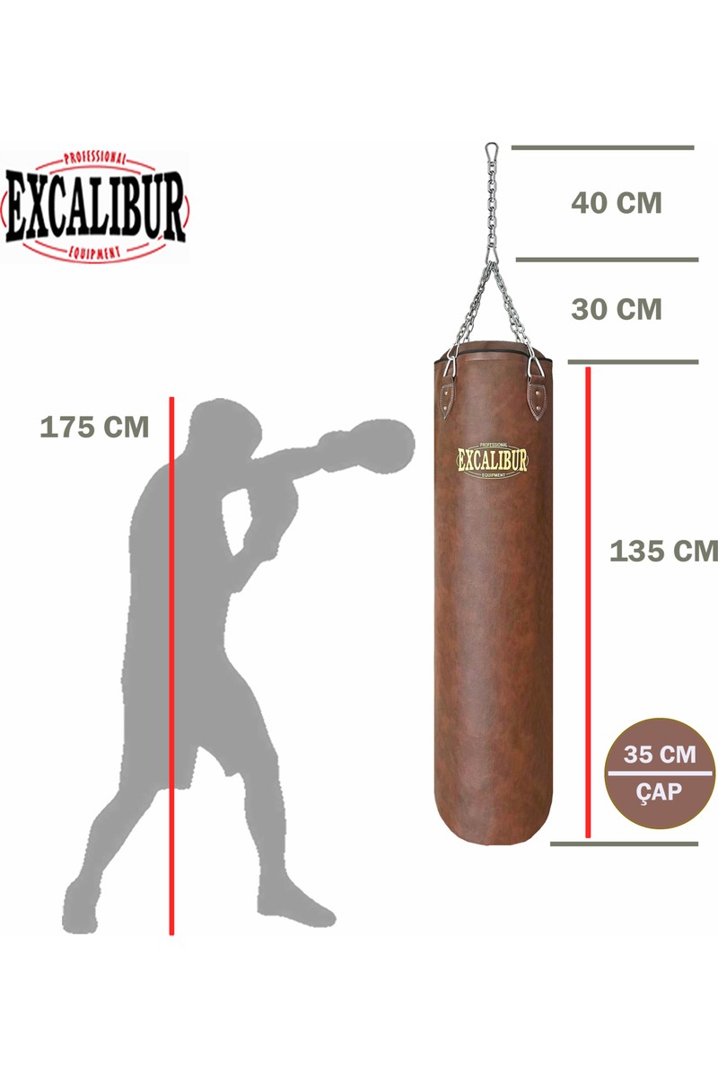 Excalibur Excalibur Klasik Boks Kum Torbası 135 x 35 cm Kahve — 3. ürün görseli
