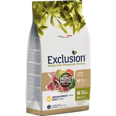 Exclusion Exclusion Monoprotein Düşük Tahıllı Kuzu Etli ve Narlı Orta Irk Yetişkin Köpek Maması 12 fiyatı ve görseli