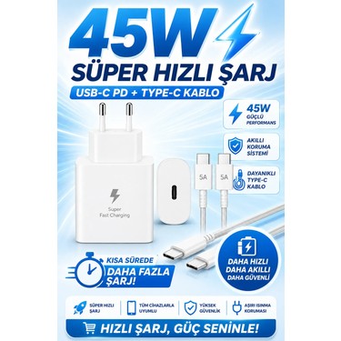 Exonix Exonix 45W (Watt) Samsung Uyumlu Süper Hızlı Şarj Uyumlu Başlık | Type-C To Type-C Kablo Set fiyatı ve görseli