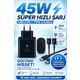Exonix Exonix 45W (Watt) Samsung Uyumlu Süper Hızlı Şarj Uyumlu Başlık | Type-C To Type-C Kablo Set — 5. ürün görseli