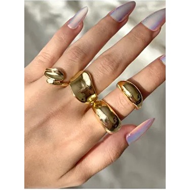 Eylül'ün Takısı Eylül'ün Takısı Kadın Gold Renk 4 Lü Tasarım Yüzük Seti Pirinç Maden İle Şık Ve Kararma fiyatı ve görseli
