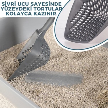 Eynel Eynel Küçük Delikli Kedi Kumu Eleme Küreği, İnce Taneli Dar Aralıklı Pet Tuvalet Temizleme Eleği — 6. ürün görseli