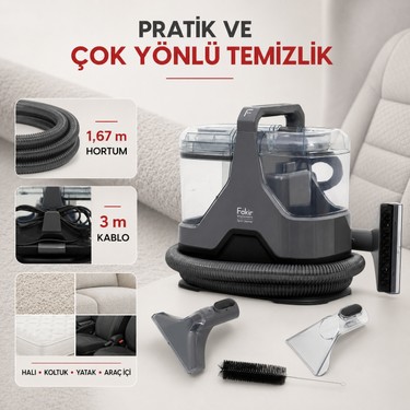Fakir Fakir 600 W Motorlu Koltuk, Halı ve Araç Içi Yıkama Makinesi, Su Püskürtme Sistemi, Ayrı Temiz ve fiyatı ve görseli