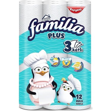 Familia Familia 12 Rulo 3 Katlı Kağıt Havlu - 1 Saniyede Hızla Emici, Islakken Dayanıklı, %100 Saf fiyatı ve görseli