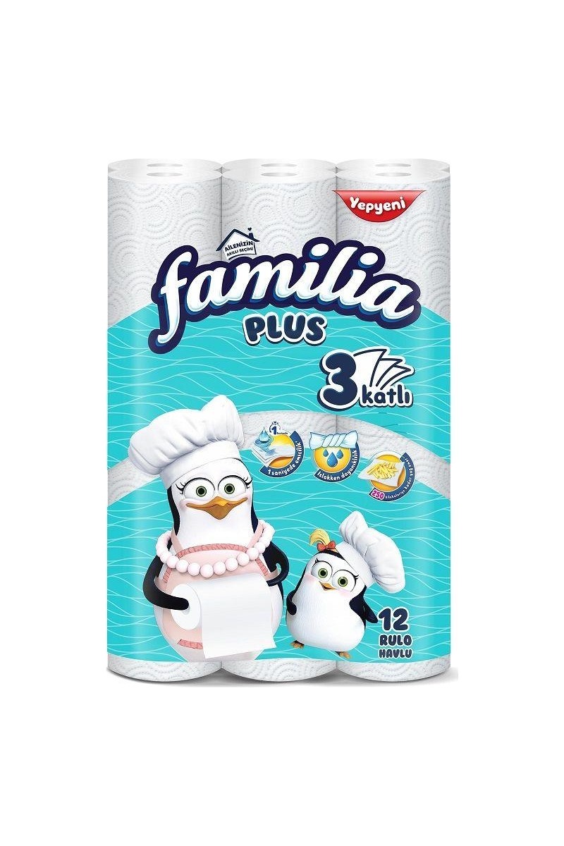 Familia Familia 12 Rulo 3 Katlı Kağıt Havlu - 1 Saniyede Hızla Emici, Islakken Dayanıklı, %100 Saf — 2. ürün görseli