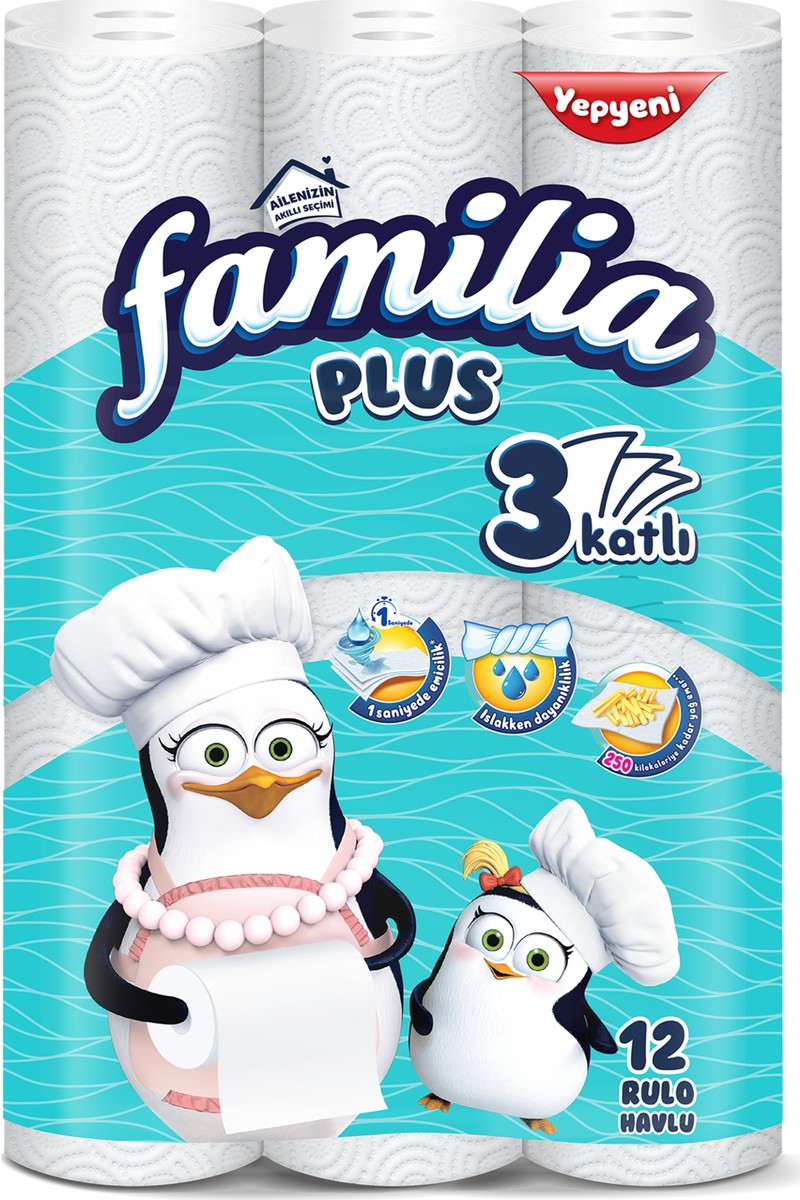 Familia Familia 12 Rulo 3 Katlı Kağıt Havlu - 1 Saniyede Hızla Emici, Islakken Dayanıklı, %100 Saf — 3. ürün görseli