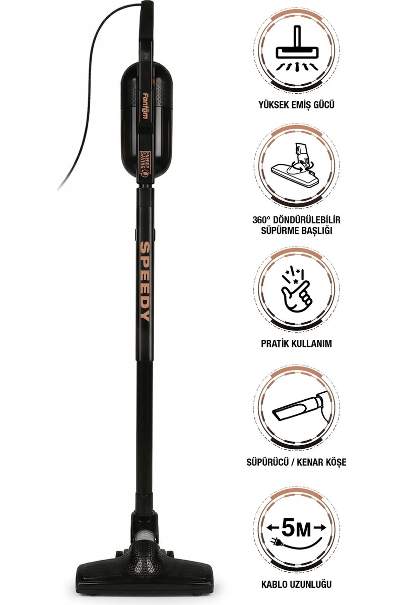 Fantom Speedy Pro Du 2100 Dikey Süpürge Siyah 1 L Toz Hacmi ile Ekonomik ve Kullanım Kolaylığı