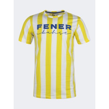 Fenerbahçe Fenerbahçe Erkek Çubuklu T-Shirt Sarı - Beyaz Renk M Beden ile Tarzınızı fiyatı ve görseli