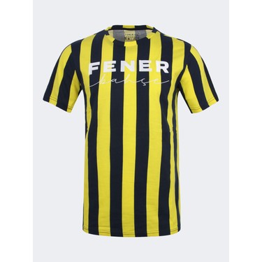Fenerbahçe Fenerbahçe Erkek T-Shirt Çubuklu Model Lacivert - Sarı Renkli Taraftar Ürünü fiyatı ve görseli