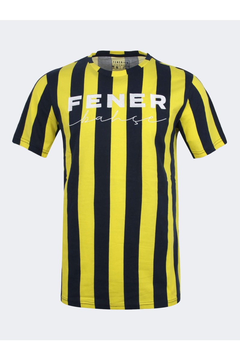 Fenerbahçe Fenerbahçe Erkek T-Shirt Çubuklu Model Lacivert - Sarı Renkli Taraftar — 5. ürün görseli