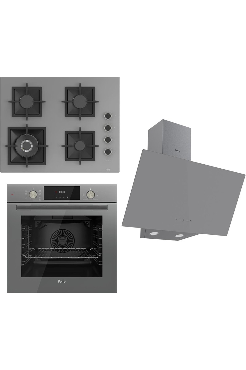 Ferre Ferre Flameart Sc Serisi Gri Set (SC408-WFA + QMS63CPR +D079 ) - 65 Cm'lik Kare Döküm Izgara-Wok fiyatı ve görseli