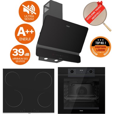 Ferre Ferre Fryart&flowart Argio Sessiz Davlumbaz Elektrikli Siyah Ank. Set (D080-SA + MS261 + QEP63CS) fiyatı ve görseli