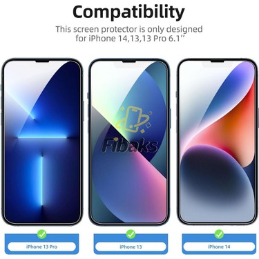 Fibaks Fibaks Apple iPhone 13/13 Pro/14/16E Uyumlu Kolay Uygulama Aparatlı Siyah Çerçeveli Tam Kapatan Cam — 2. ürün görseli