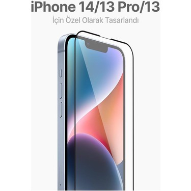 Fibaks Fibaks Apple iPhone 13/13 Pro/14/16E Uyumlu Kolay Uygulama Aparatlı Siyah Çerçeveli Tam Kapatan Cam — 3. ürün görseli