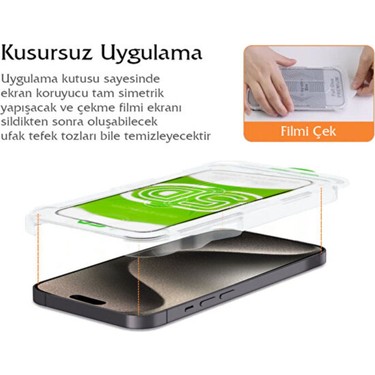 Fibaks Fibaks Apple iPhone 13/13 Pro/14/16E Uyumlu Kolay Uygulama Aparatlı Siyah Çerçeveli Tam Kapatan Cam — 4. ürün görseli