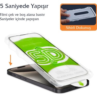 Fibaks Fibaks Apple iPhone 13/13 Pro/14/16E Uyumlu Kolay Uygulama Aparatlı Siyah Çerçeveli Tam Kapatan Cam — 5. ürün görseli