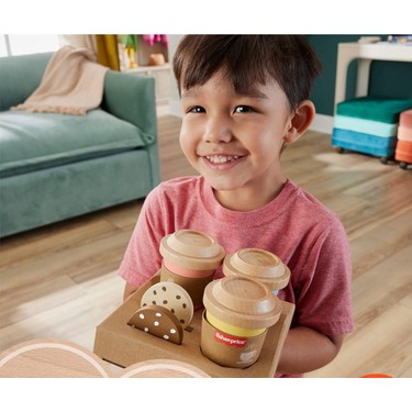 Fisher-Price Fisher-Price Ahşap Kahve Seti 15 Parça Eğlenceli Rol Oyunları İçin Güvenli fiyatı ve görseli