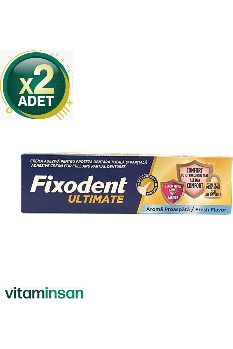 Fixodent Fixodent Ultimate 40 G 2 Adet Diş Protezi Yapıştırıcı Krem Limon Aroması ile Uzun Süreli Ferahlık fiyatı ve görseli