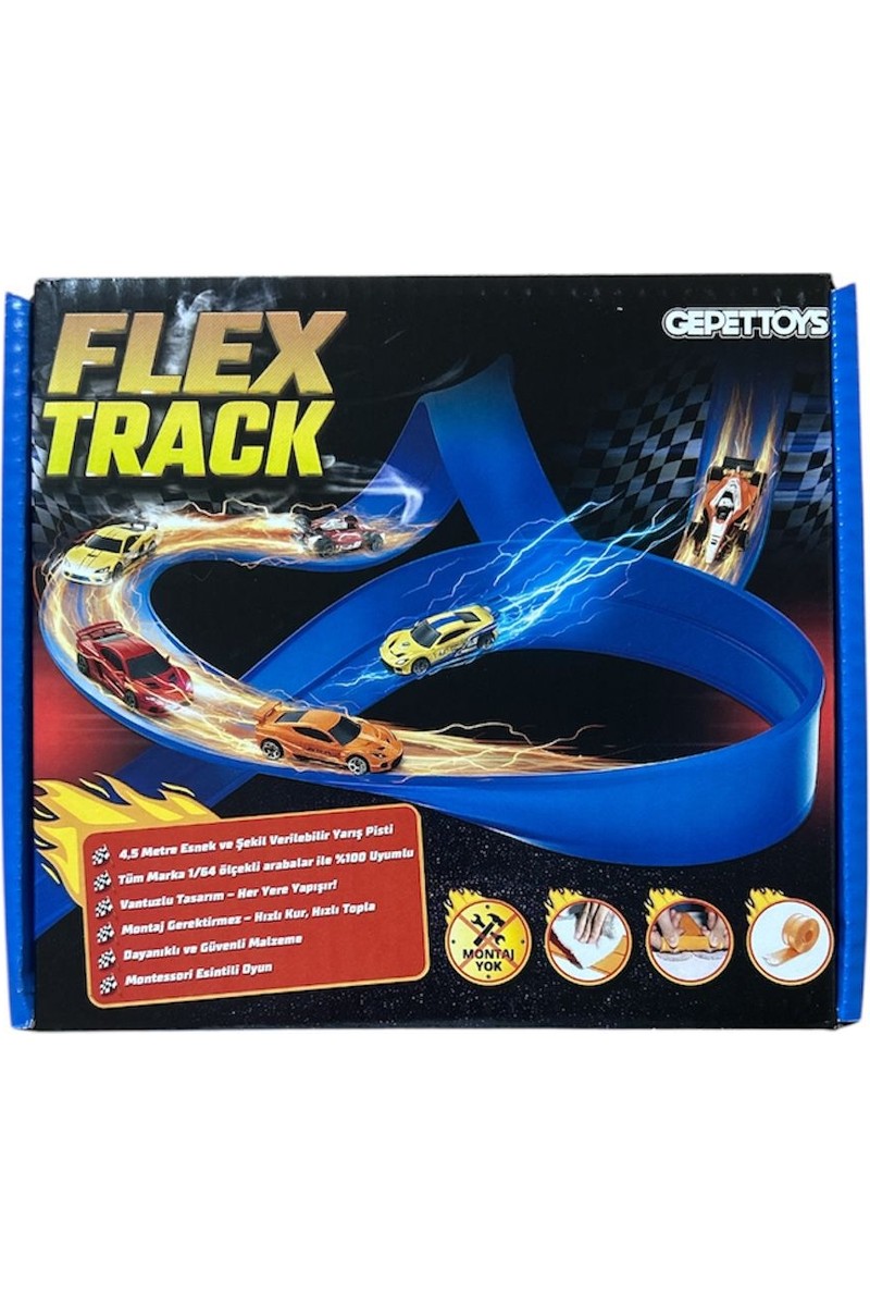 Flex Flex Track Yarış Pisti Vantuzlu 4.5 Metre 1:64 Ölçek Tüm Arabalara Uyumlu Mavi — 3. ürün görseli