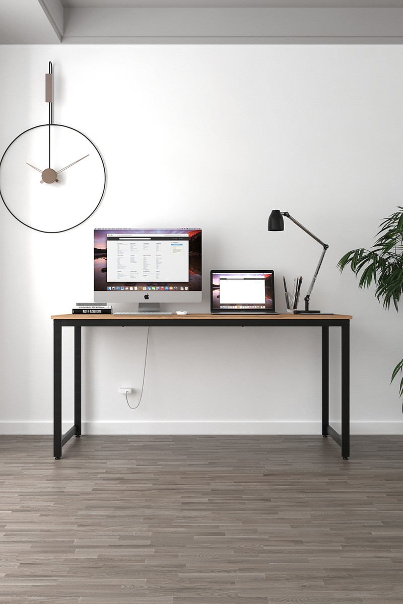 Flinder Flinder Çam/Siyah 160x60 Çalışma Masası, Bilgisayar Masası, Ofis Masası, Metal Ayaklı — 2. ürün görseli
