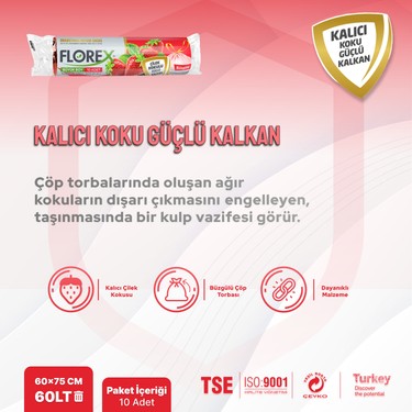 Florex Florex Büzgülü Çilek Kokulu Büyük Boy Çöp Poşeti x 5 — 2. ürün görseli
