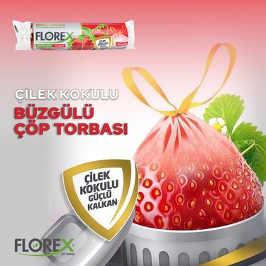 Florex Florex Büzgülü Çilek Kokulu Büyük Boy Çöp Poşeti x 5 — 3. ürün görseli