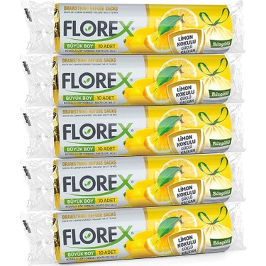 Florex Florex Büzgülü Limon Kokulu Büyük Boy Çöp Poşeti X 5 fiyatı ve görseli