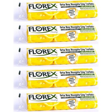 Florex Florex Büzgülü Limon Kokulu Orta Boy Çöp Torbası 55 x 60 cm 5 fiyatı ve görseli