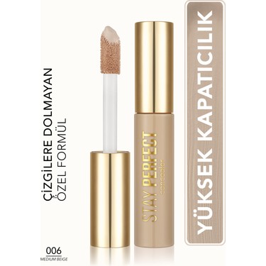 Flormar Stay Perfect Yüksek Pigmentli & Yarı Mat Bitişli Likit Kapatıcı (006 Medium Beige) fiyatı ve görseli