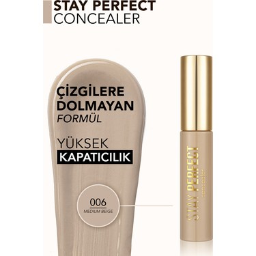 Flormar Stay Perfect Yüksek Pigmentli & Yarı Mat Bitişli Likit Kapatıcı (006 Medium Beige) — 3. ürün görseli