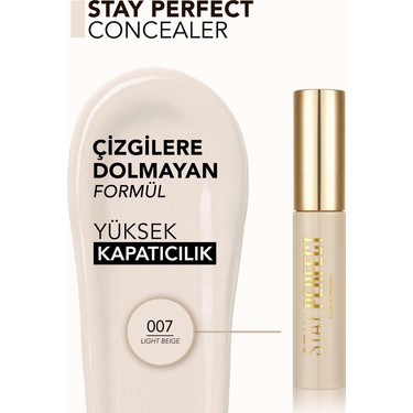 Flormar Stay Perfect Yüksek Pigmentli & Yarı Mat Bitişli Likit Kapatıcı (007 Light Beige) — 3. ürün görseli