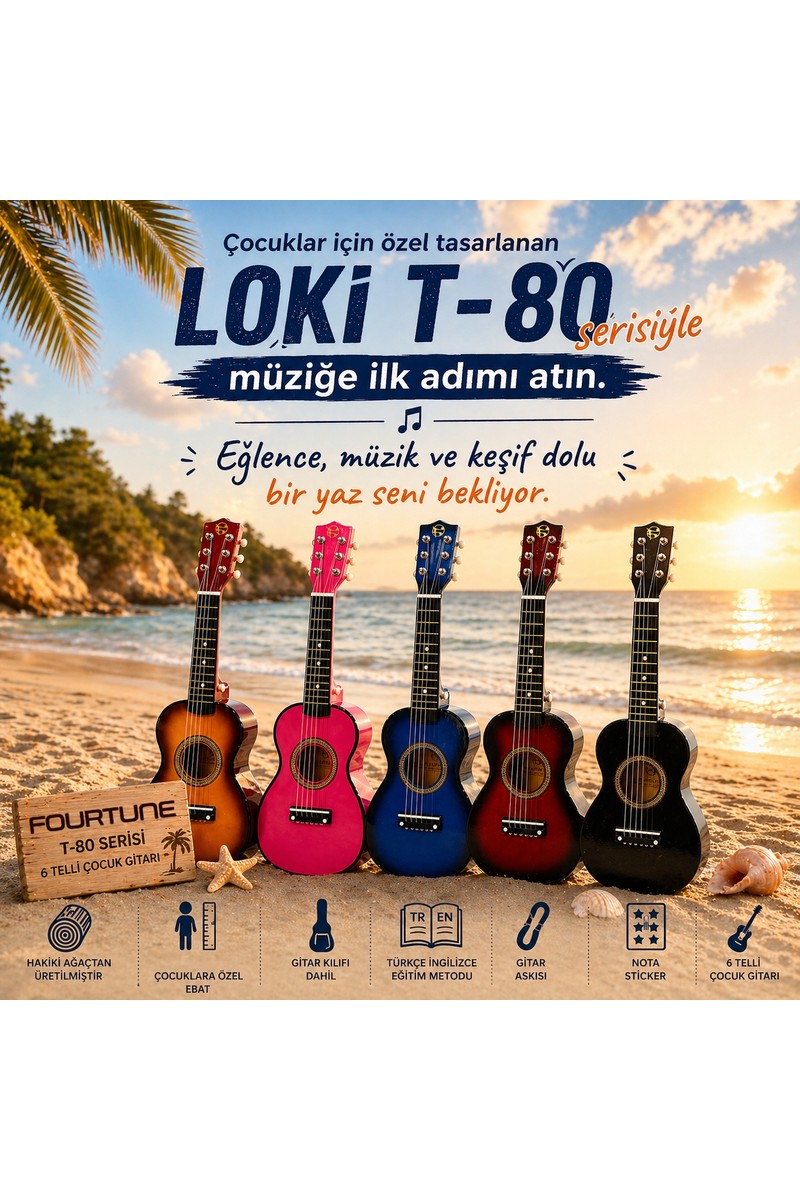FOURTUNE FOURTUNE Loki T-80RD 6 Telli Kırmızı Çocuk Gitarı Gerçek Ağaç — 2. ürün görseli