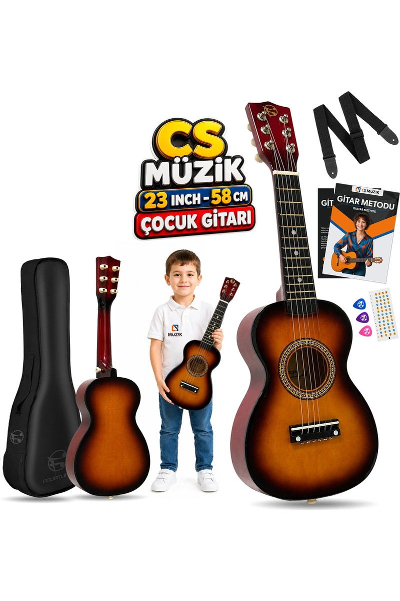 FOURTUNE Loki T-80SB 6 Telli Sunburst Çocuk Gitarı Gerçek Ağaç