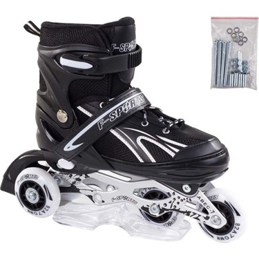 Furkan Toys Furkan Toys F-Sports  Siyah Ayarlabilir 2+2 Işıklı Metal Alıştırma Pateni — 2. ürün görseli