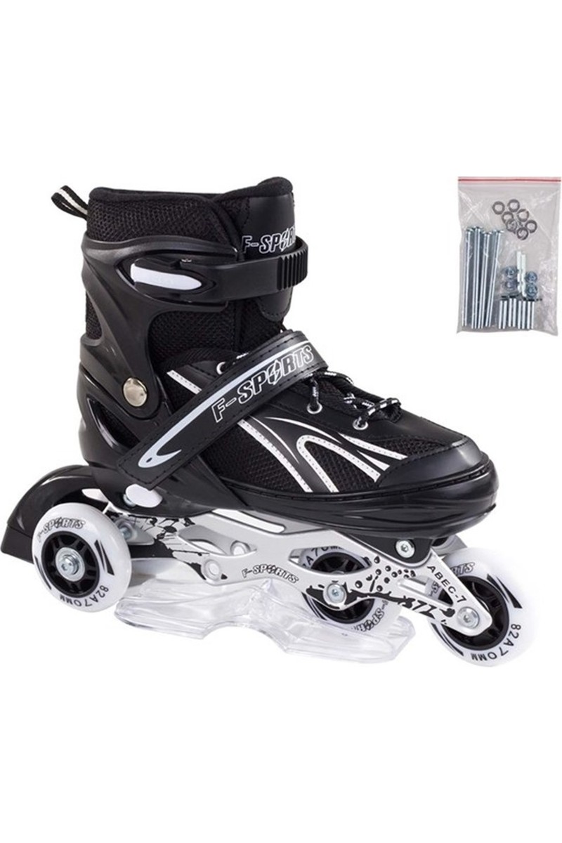Furkan Toys Furkan Toys F-Sports  Siyah Ayarlabilir 2+2 Işıklı Metal Alıştırma Pateni — 4. ürün görseli