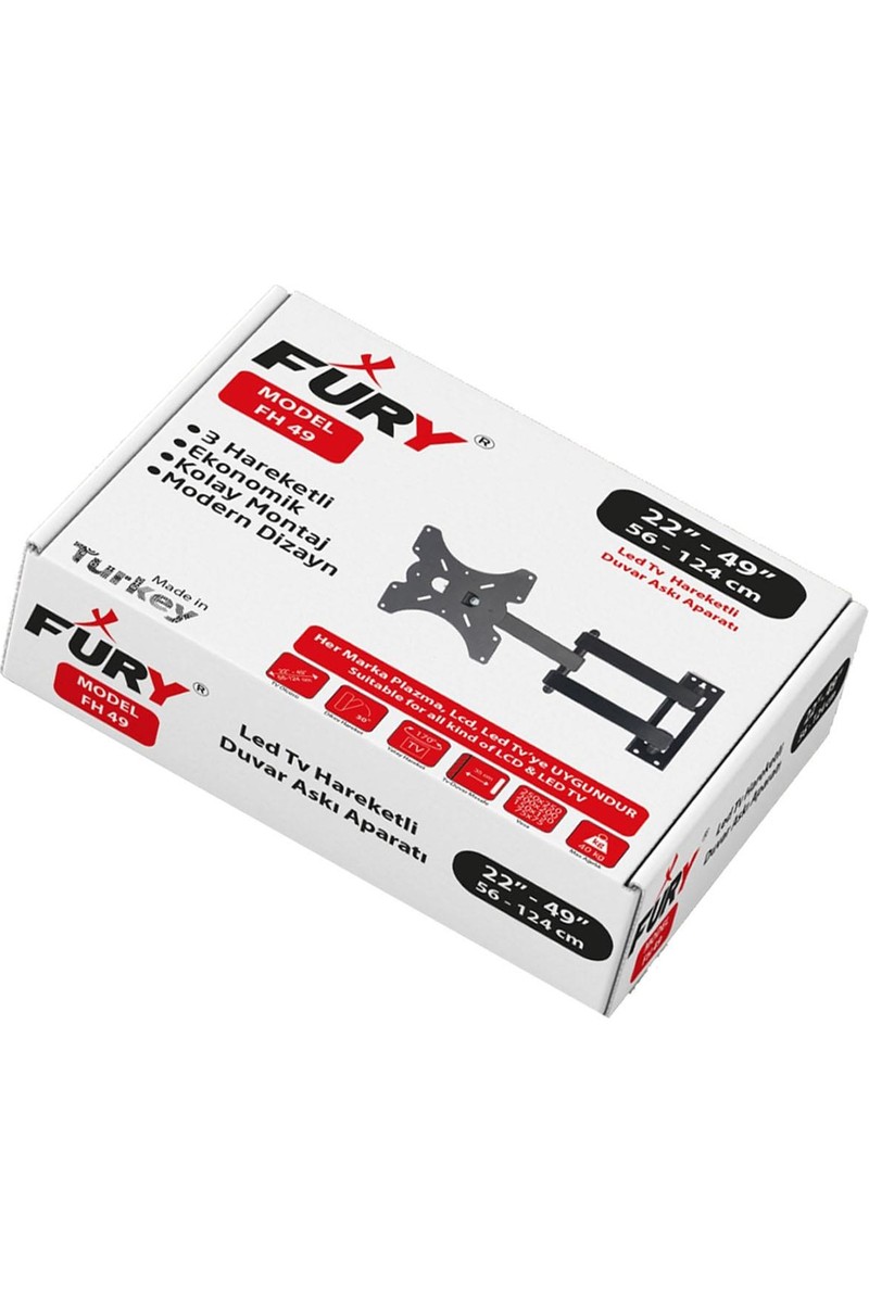 Fury Fury Hareketli LCD LED Televizyon Duvar Asma Aparatı 22- 32"ınch ( 56 - 82 Ekran Arası) Tv Askı — 6. ürün görseli