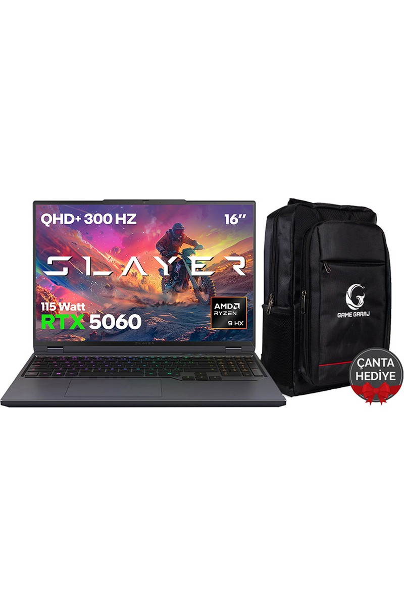 Game Garaj Slayer R9T-5060 C7 AMD Ryzen 9 8945HX 16GB 1TB SSD RTX 5060 Freedos 16" Taşınabilir Bilgisayar